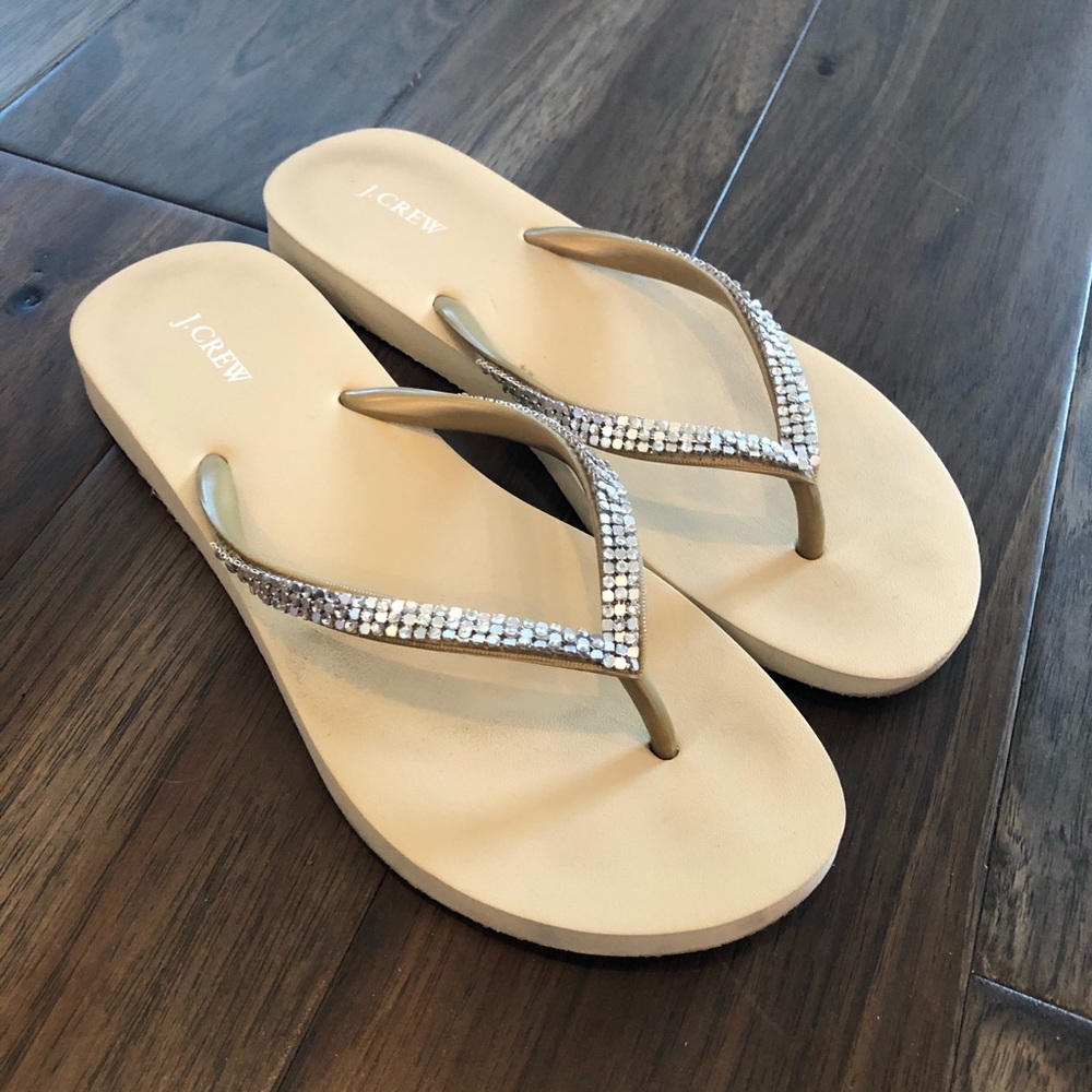 Jcrew Sequin Flip Flops